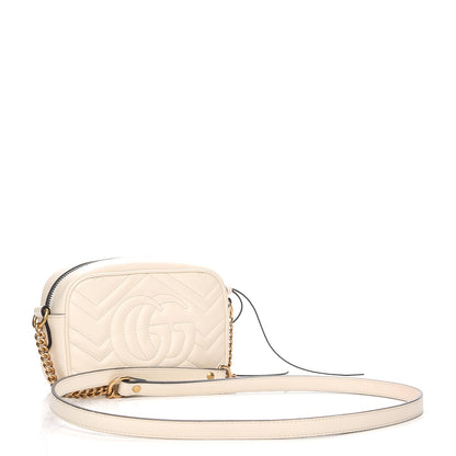 Gucci Calfskin Matelasse Mini GG Marmont Chain Shoulder Bag White 4 of 13