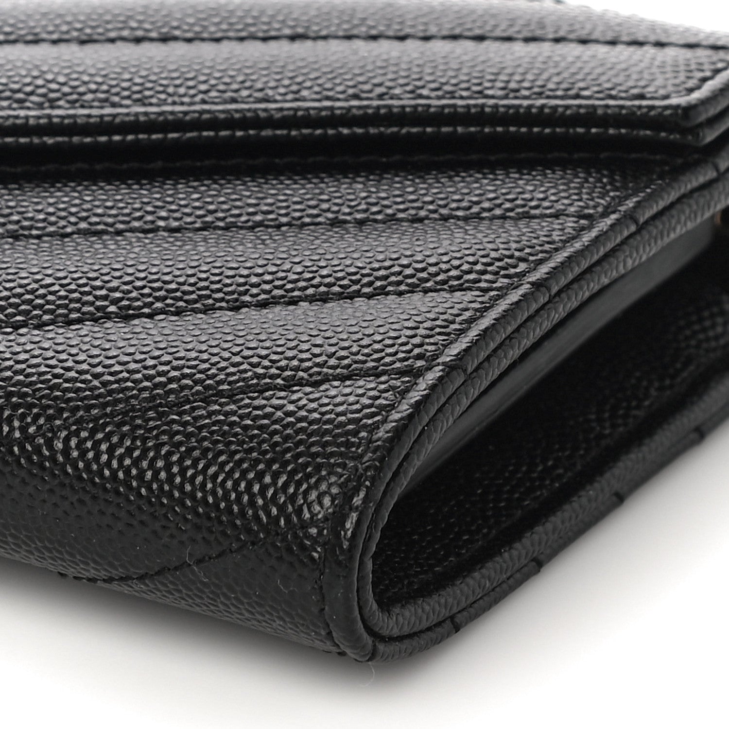 Saint Laurent Grain De Poudre Matelasse Chevron Monogram Flap Wallet Black 9 of 9
