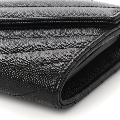 Saint Laurent Grain De Poudre Matelasse Chevron Monogram Flap Wallet Black 9 of 9
