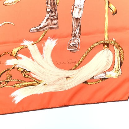 Hermes Silk A Propos de Bottes Pocket Square Orange 4 of 6
