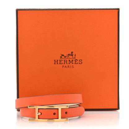 Hermes Swift Behapi Double Tour Bracelet T3 Orange Minium Nata 5 of 5