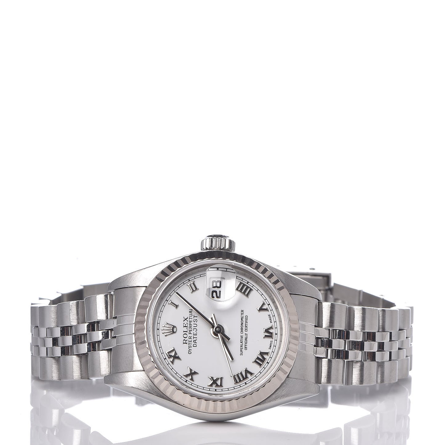 Stainless Steel 18K White Gold 26mm Oyster Perpetual Datejust Watch White Roman 79174