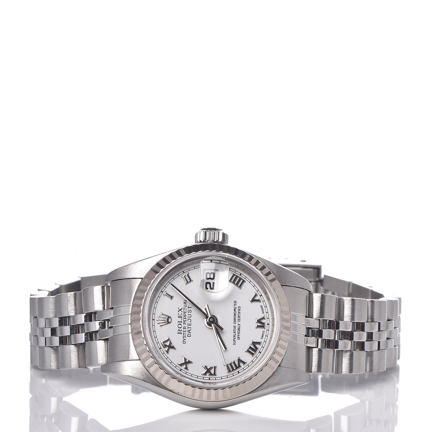 Rolex Stainless Steel 18K White Gold 26mm Oyster Perpetual Datejust Watch White Roman 79174 3 of 8
