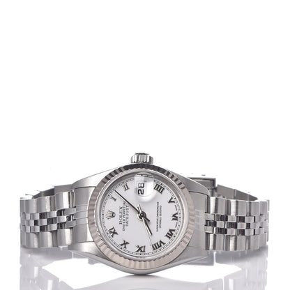 Rolex Stainless Steel 18K White Gold 26mm Oyster Perpetual Datejust Watch White Roman 79174 3 of 8