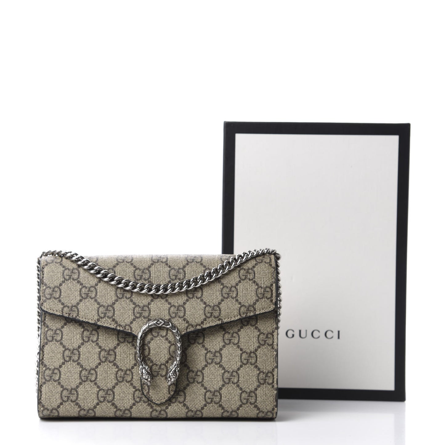 GG Supreme Monogram Mini Dionysus Chain Wallet Beige Black