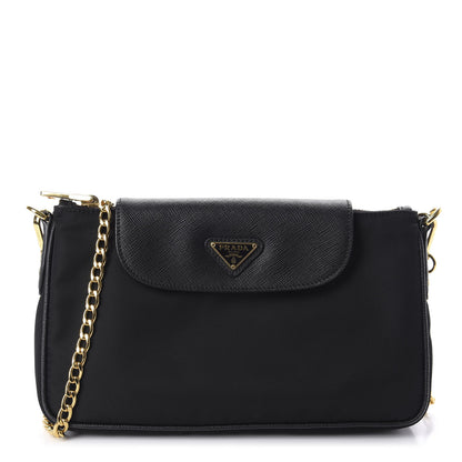 Prada Tessuto Nylon Saffiano Crossbody Bag Black 1 of 9