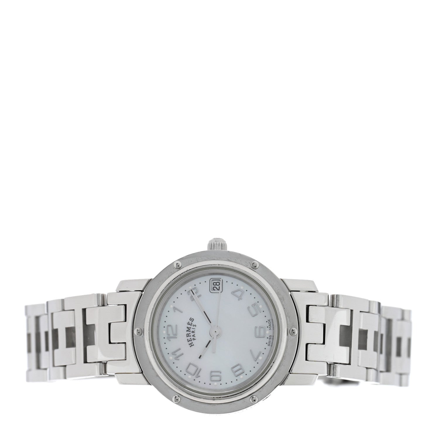 Hermes Stainless Steel Mother of Pearl 24mm Clipper Quartz Watch 2 of 4