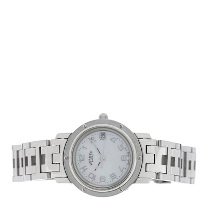 Hermes Stainless Steel Mother of Pearl 24mm Clipper Quartz Watch 2 of 4