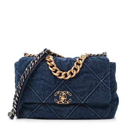 Chanel Denim Quilted Large Chanel 19 Flap Blue 1 of 9
