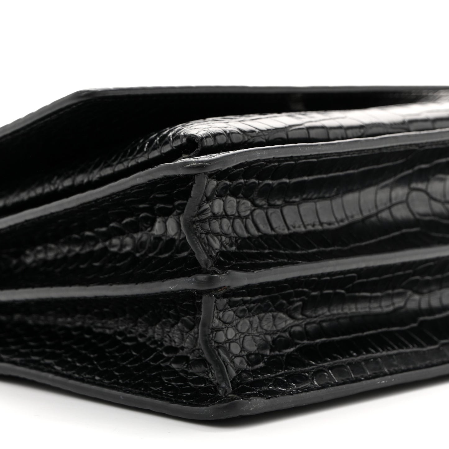 Calfskin Crocodile Embossed Medium Monochrome Monogram Sunset Black