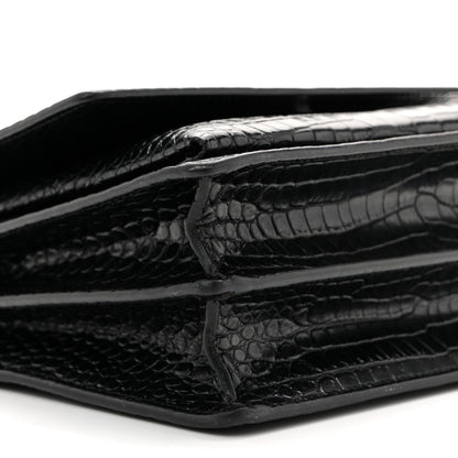 Saint Laurent Calfskin Crocodile Embossed Medium Monochrome Monogram Sunset Black 9 of 14