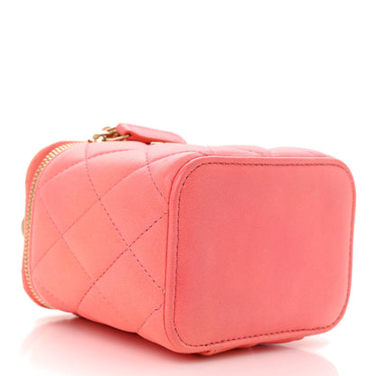 Chanel Lambskin Quilted Ombre Top Handle Mini Vanity Case With Chain Coral 4 of 10