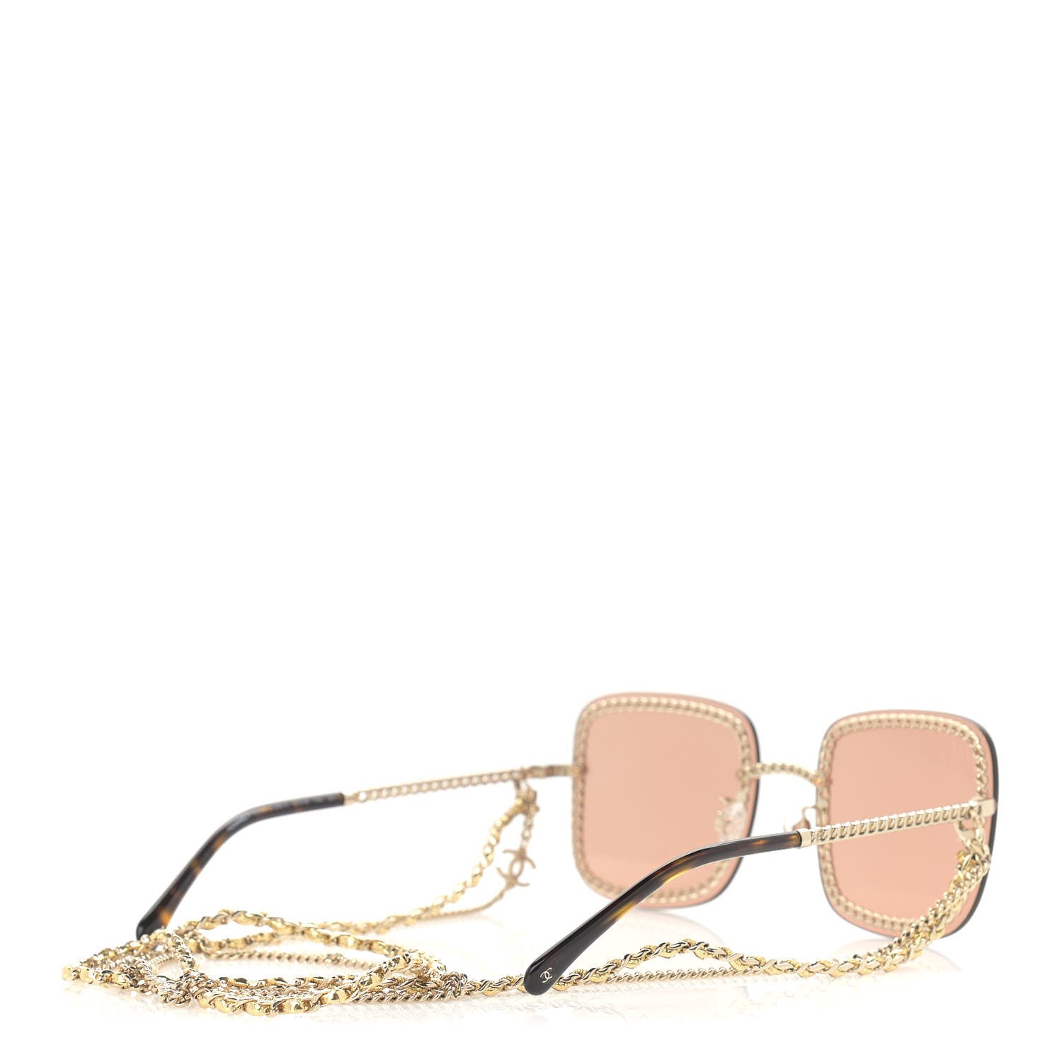 Chanel Metal Removable Chain Square Sunglasses 4244 Light Brown 4 of 6