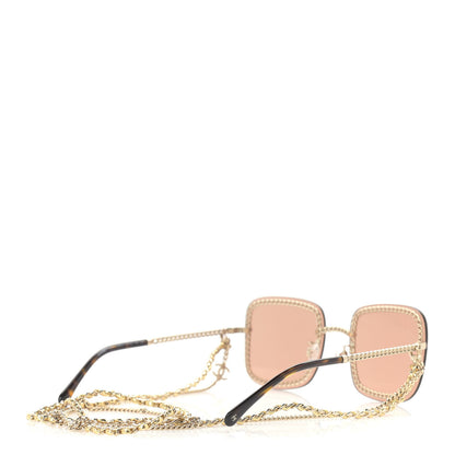 Chanel Metal Removable Chain Square Sunglasses 4244 Light Brown 4 of 6