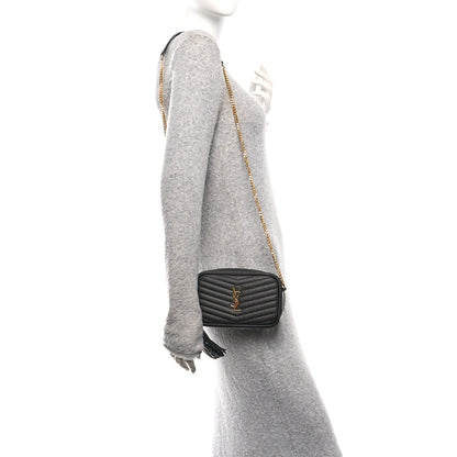 Saint Laurent Grain De Poudre Matelasse Monogram Mini Lou Camera Bag Black 2 of 11
