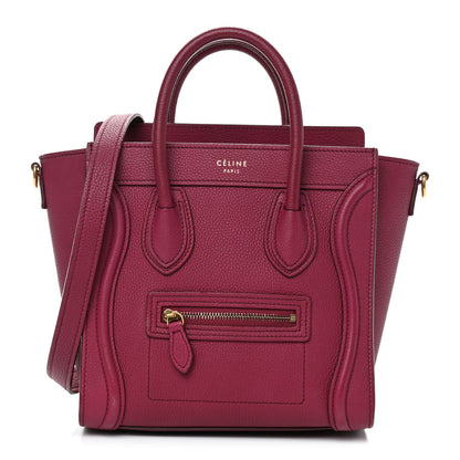 Celine Drummed Calfskin Nano Luggage Plum 1 of 9