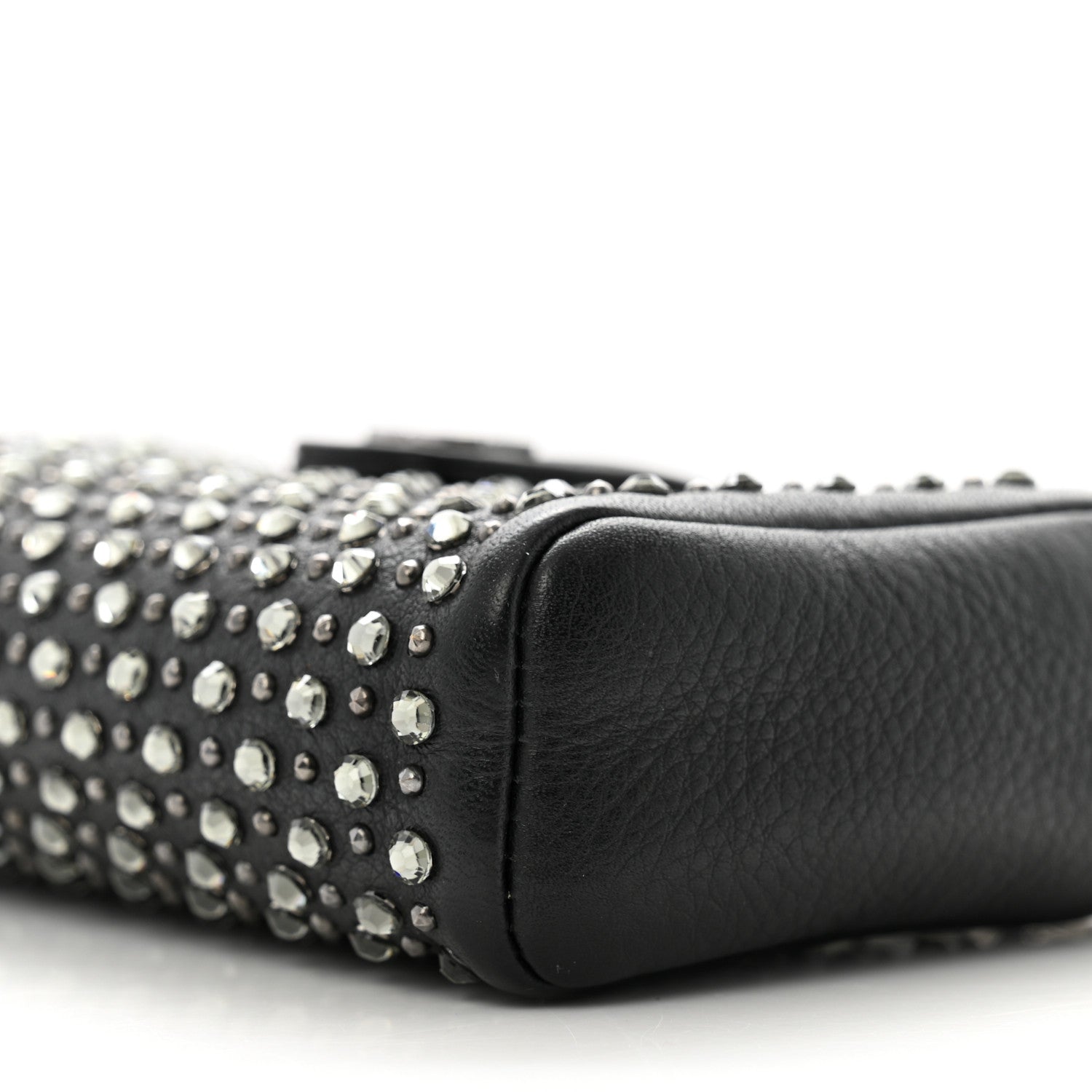 Chanel Calfskin Strass Studded Mini Phone Holder Clutch Black 12 of 13
