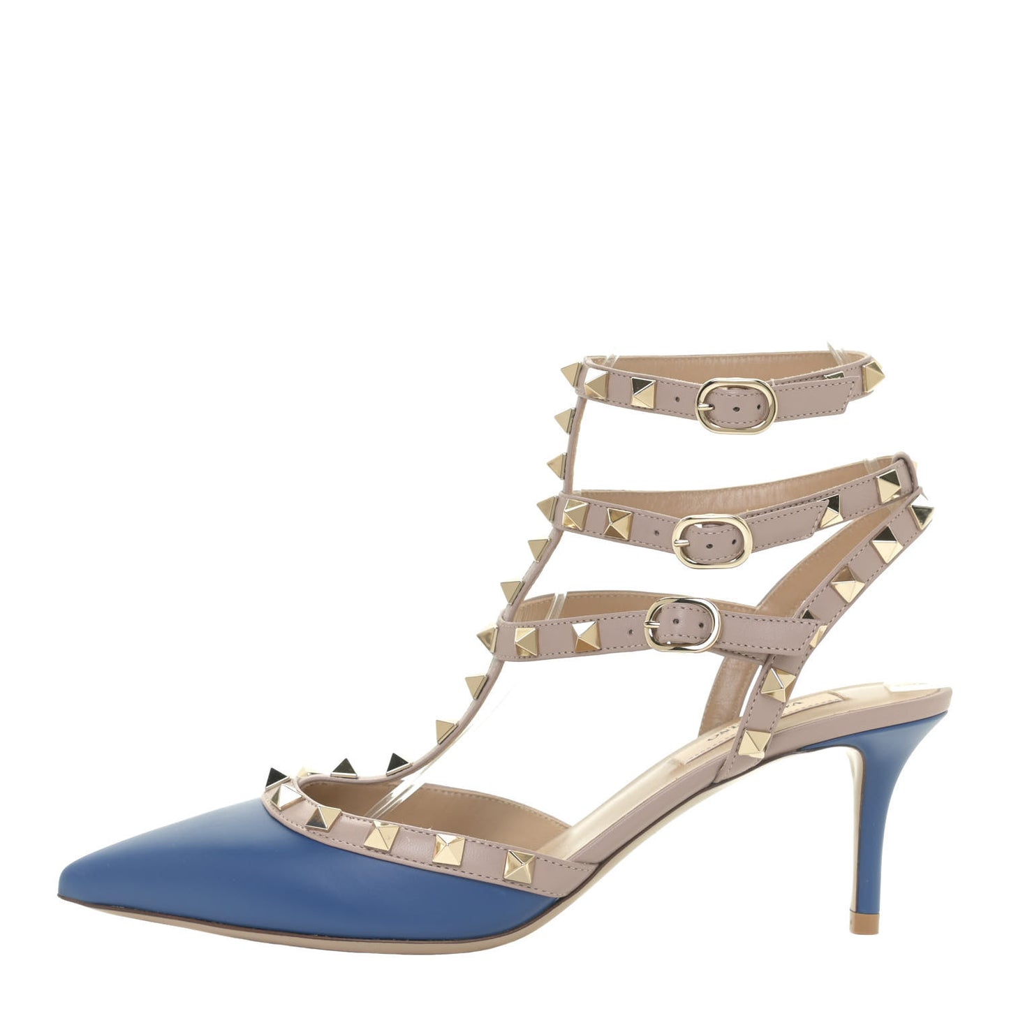 Calfskin Rockstud Ankle Strap 65mm Pumps 38 Baltique Poudre