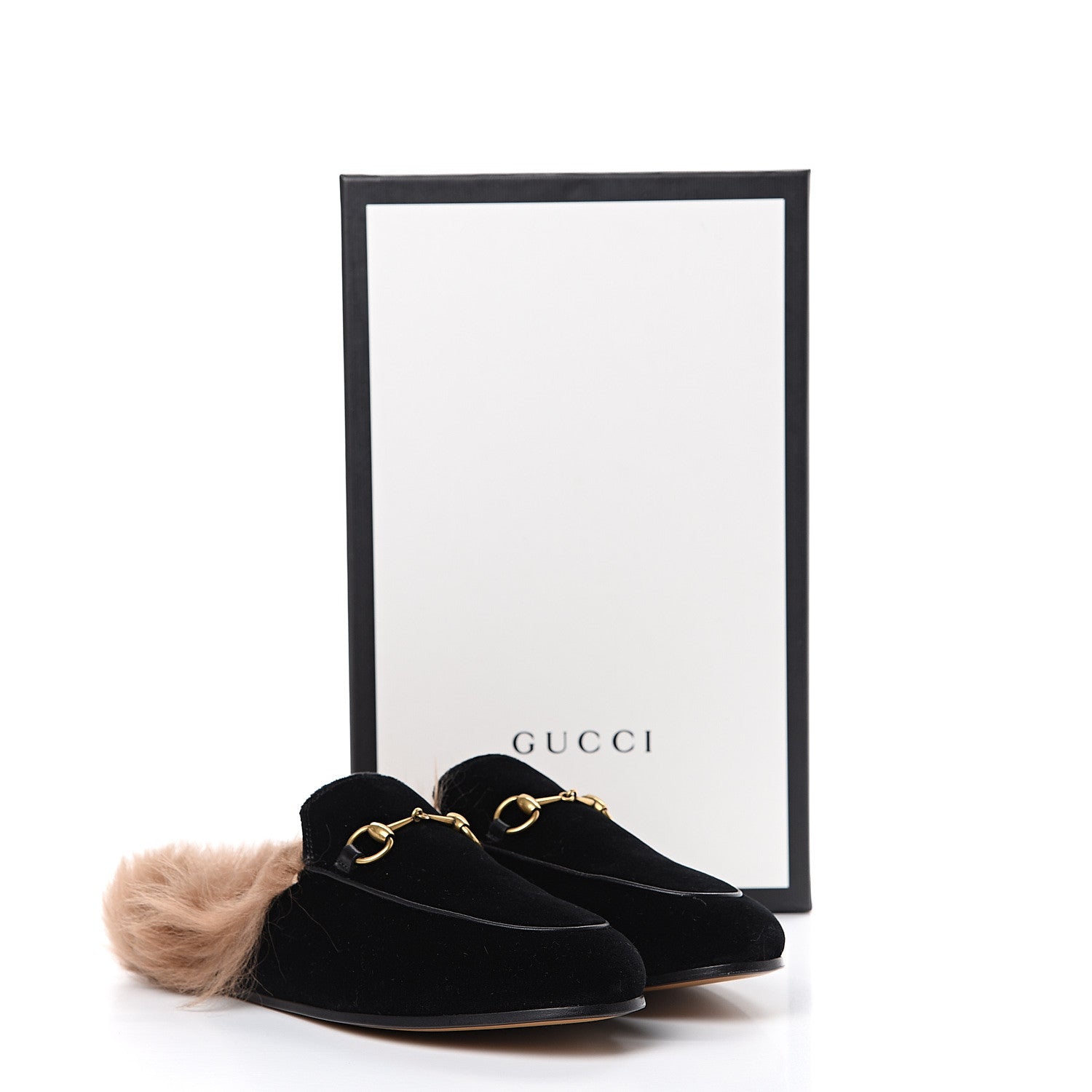 Gucci Velvet Fur Womens Princetown Slippers 38.5 Black 9 of 9