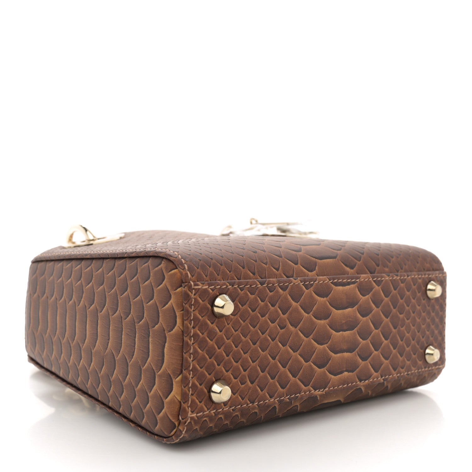 Christian Dior Metallic Snakeskin Mini Lady Dior Brown 4 of 10