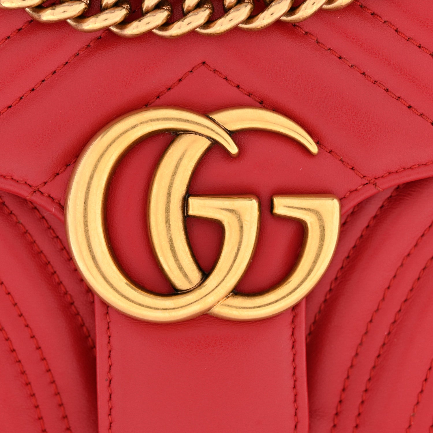 Gucci Calfskin Matelasse Small GG Marmont Shoulder Bag Hibiscus Red 11 of 12