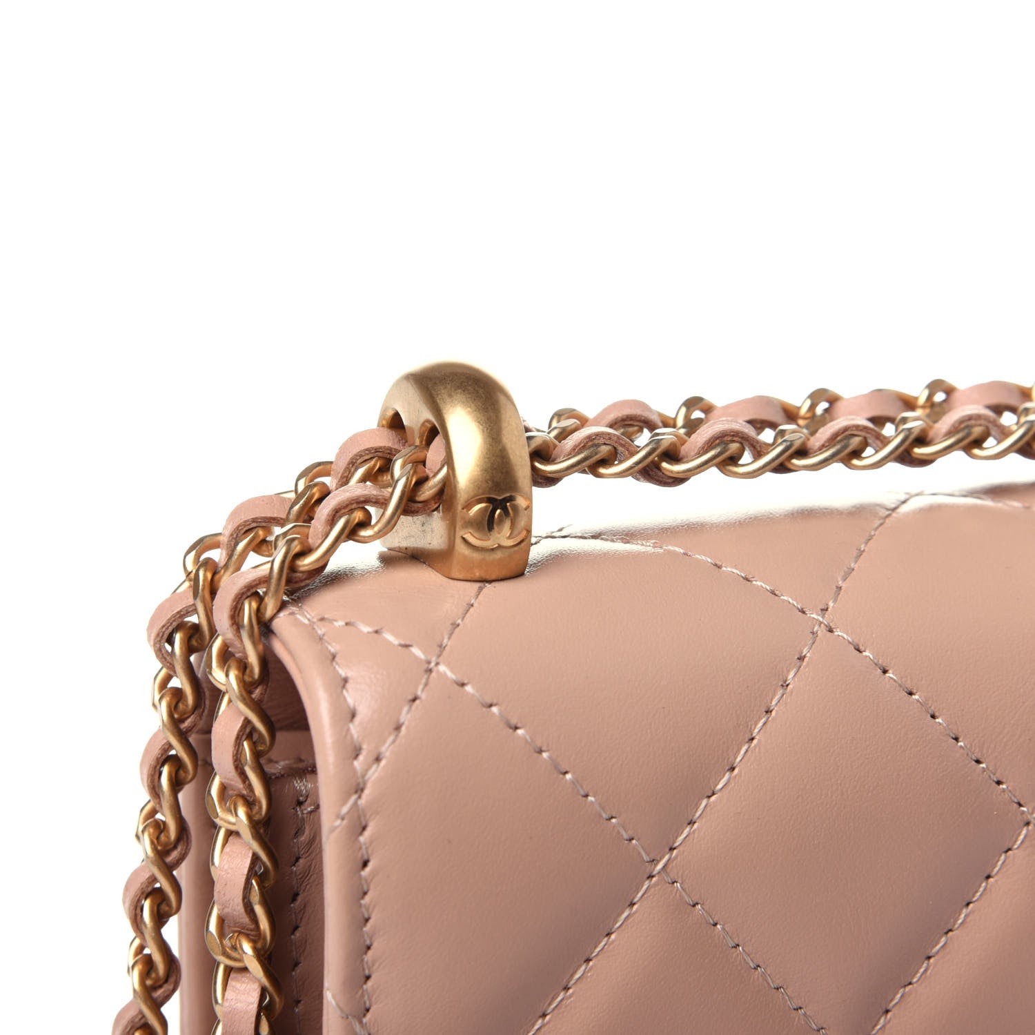Chanel Calfskin Quilted Perfect Fit Wallet On Chain WOC Beige 13 of 15
