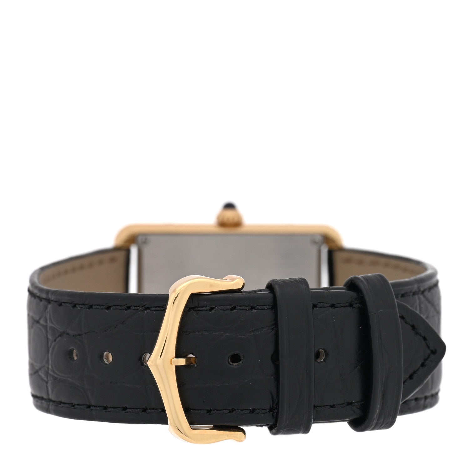 Cartier Stainless Steel 18K Yellow Gold Alligator 27mm Tank Solo Quartz Watch 3 of 5