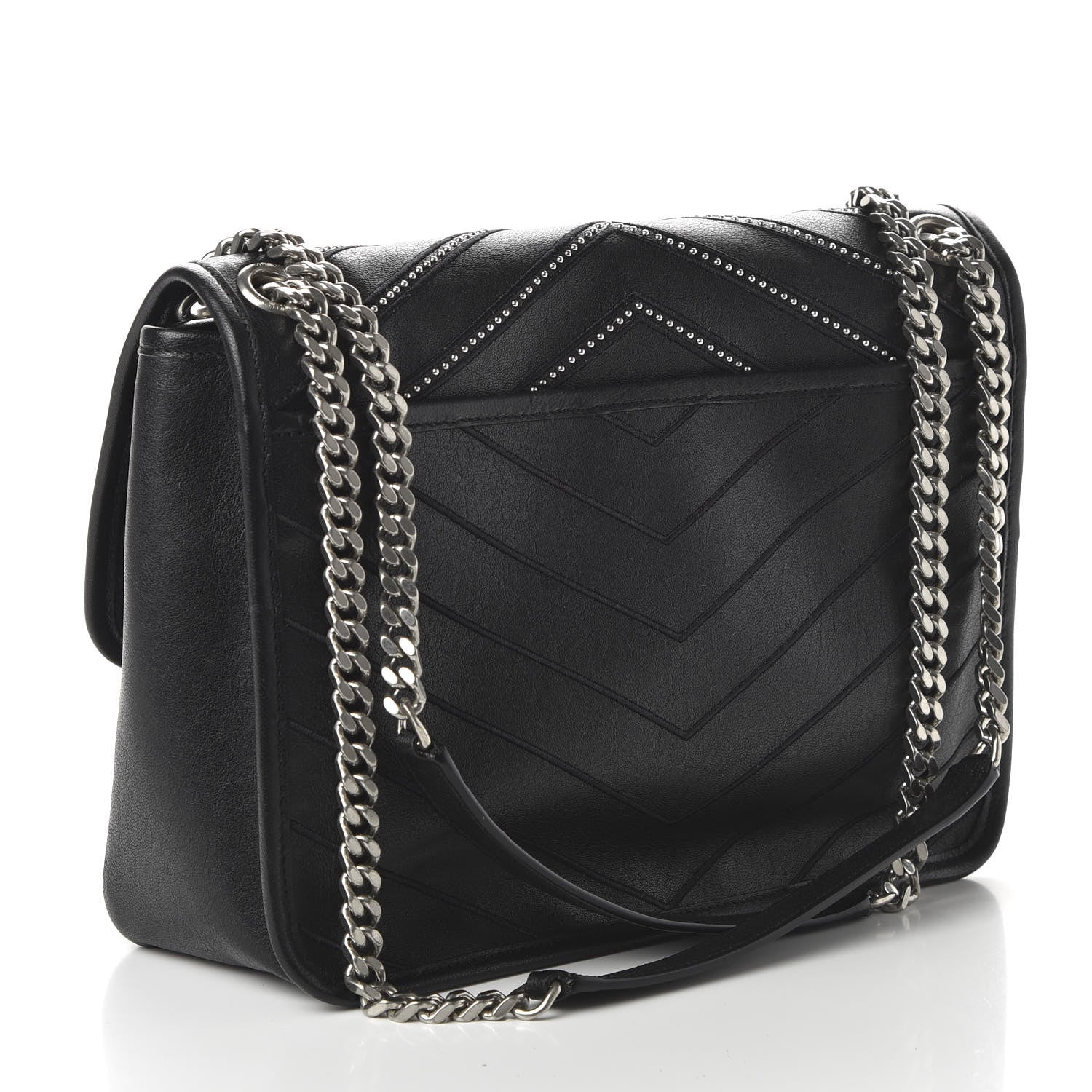 Saint Laurent Lambskin Matelasse Monogram Microstud Medium Niki Chain Satchel Black 3 of 9