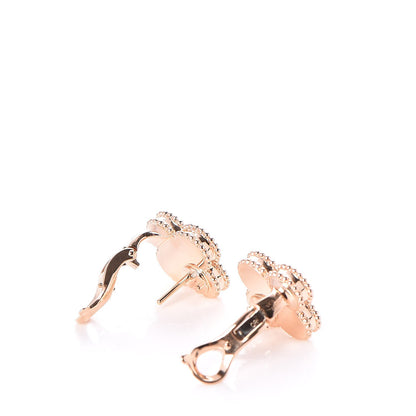 Van Cleef & Arpels 18K Rose Gold Diamond Black Onyx Vintage Alhambra Earrings 3 of 5