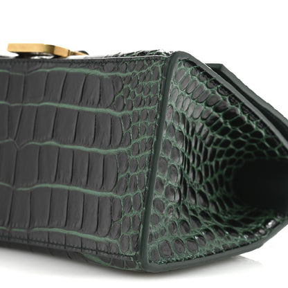 Balenciaga Shiny Calfskin Crocodile Embossed Small Hourglass Top Handle Bag Forest Green 10 of 14
