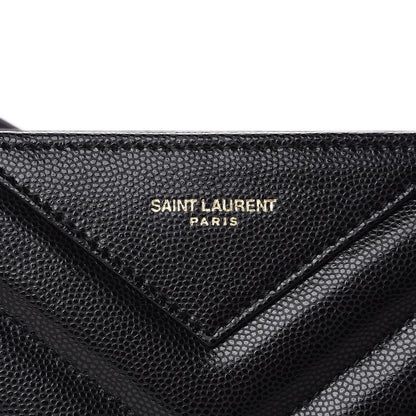 Saint Laurent Grain De Poudre Matelasse Chevron Medium Tribeca Shopping Bag Black 12 of 12