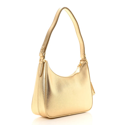 Prada Saffiano Lux Mini Re-Edition Shoulder Bag Platino 3 of 13