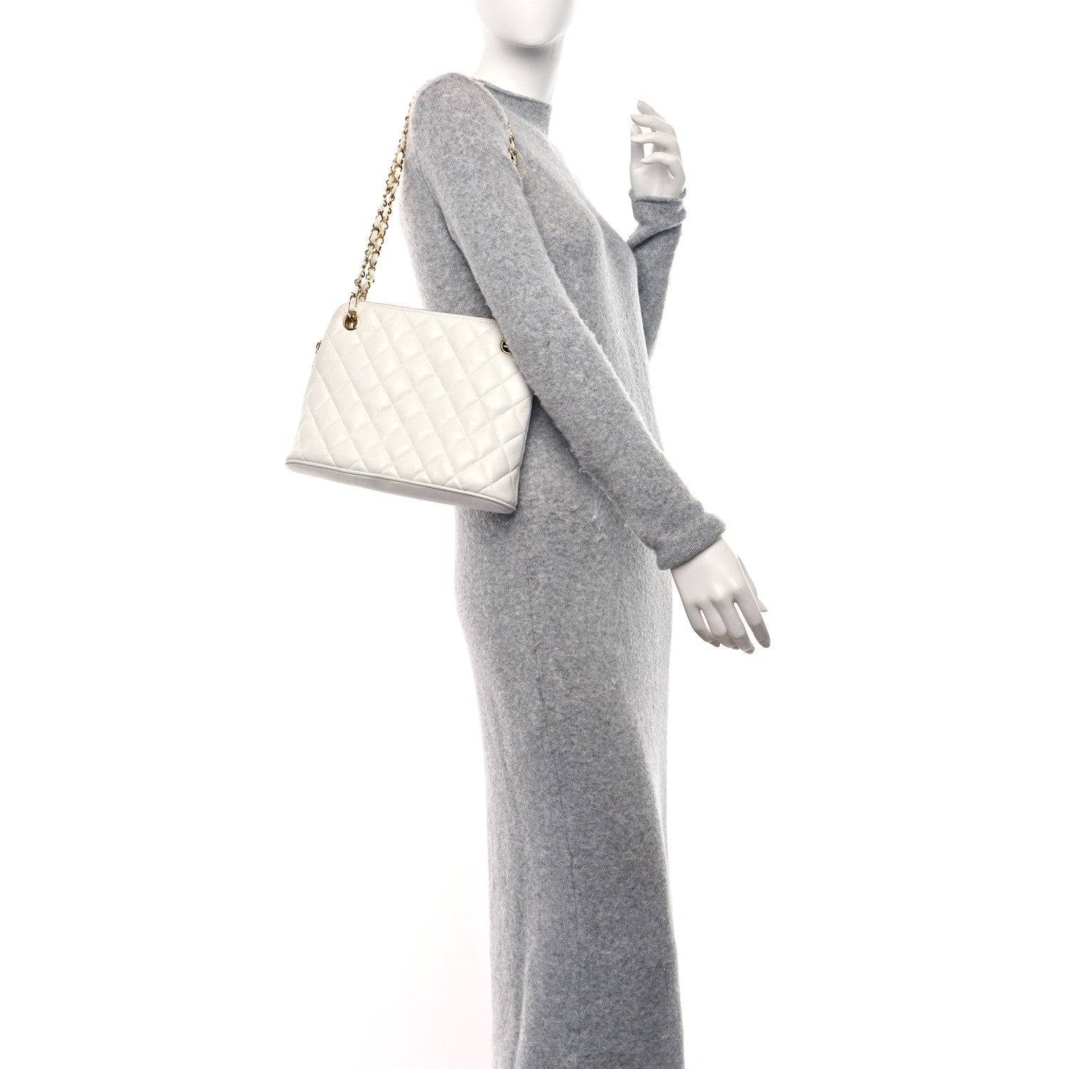 Chanel Lambskin Quilted CC Tote White 2 of 14