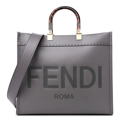 Fendi Vitello King Plexiglass Logo Embossed Medium Fendi Sunshine Shopper Tote Moon 1 of 9