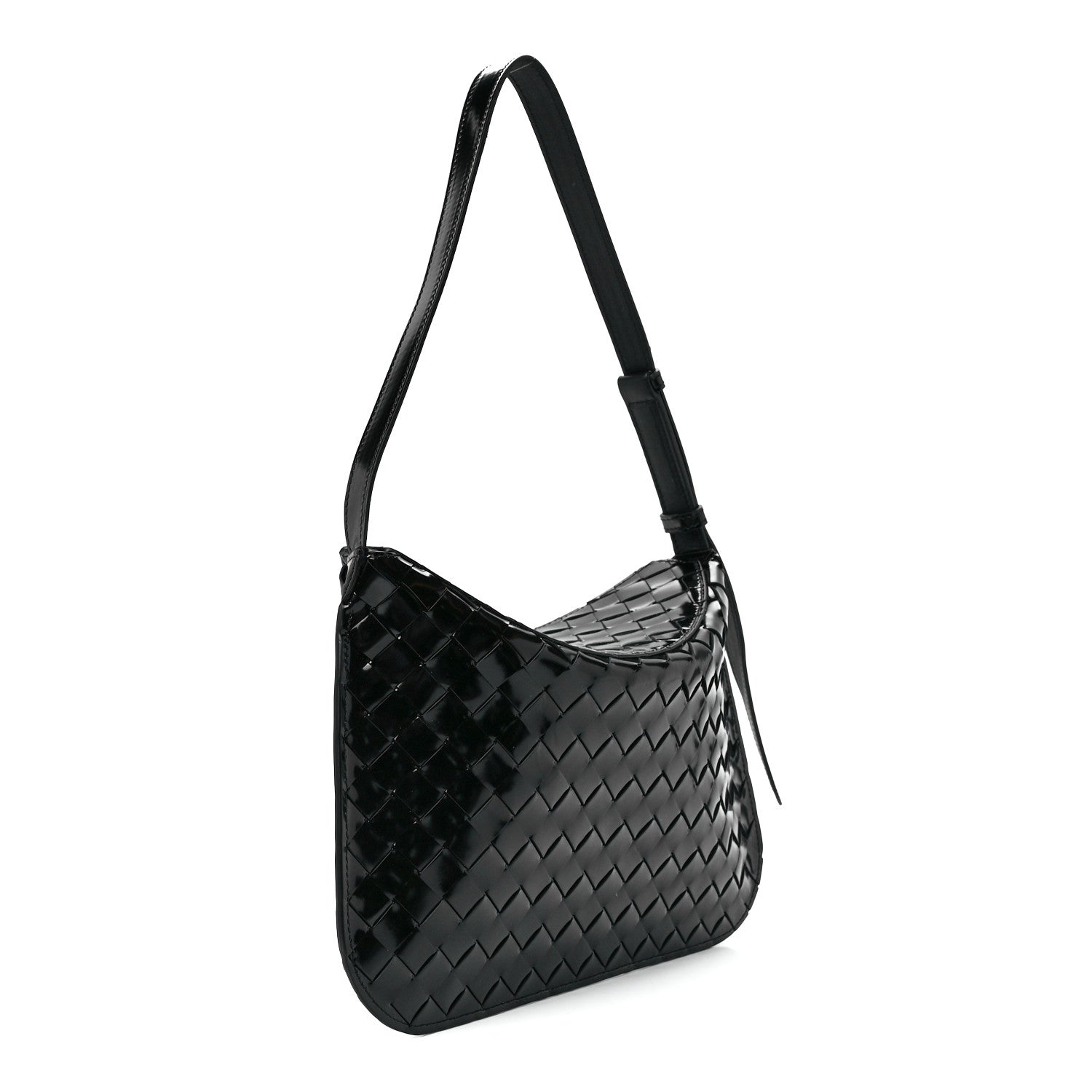 Bottega Veneta Patent Intrecciato Shoulder Bag Black 3 of 10