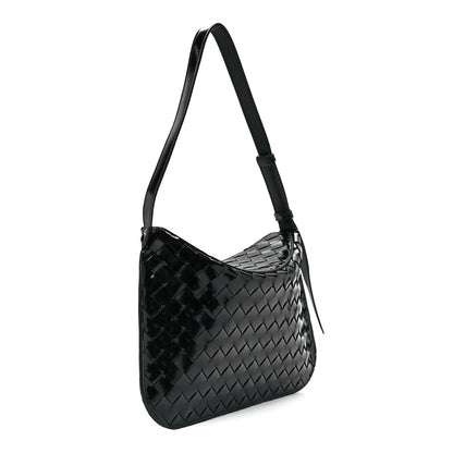 Bottega Veneta Patent Intrecciato Shoulder Bag Black 3 of 10