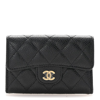 Chanel Caviar Quilted Flap Card Holder Wallet Black 1 of 9