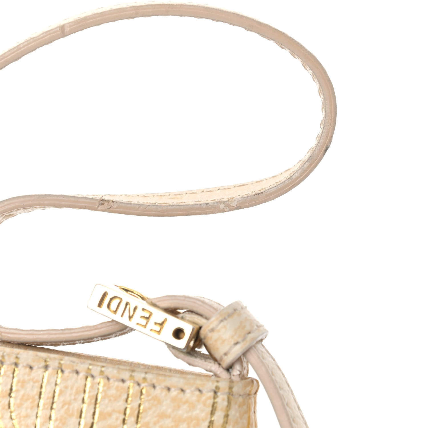 Fendi Metallic Calfskin Printed Mini Baguette Gold 12 of 14