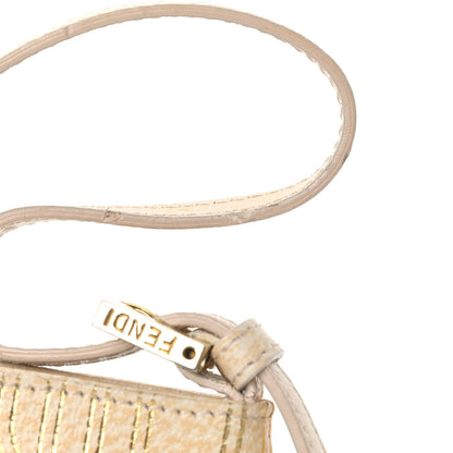 Fendi Metallic Calfskin Printed Mini Baguette Gold 12 of 14