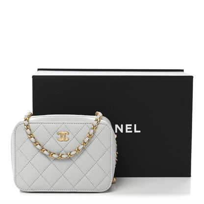 Chanel Lambskin Quilted CC Pearl Crush Camera Case Grey 11 of 11