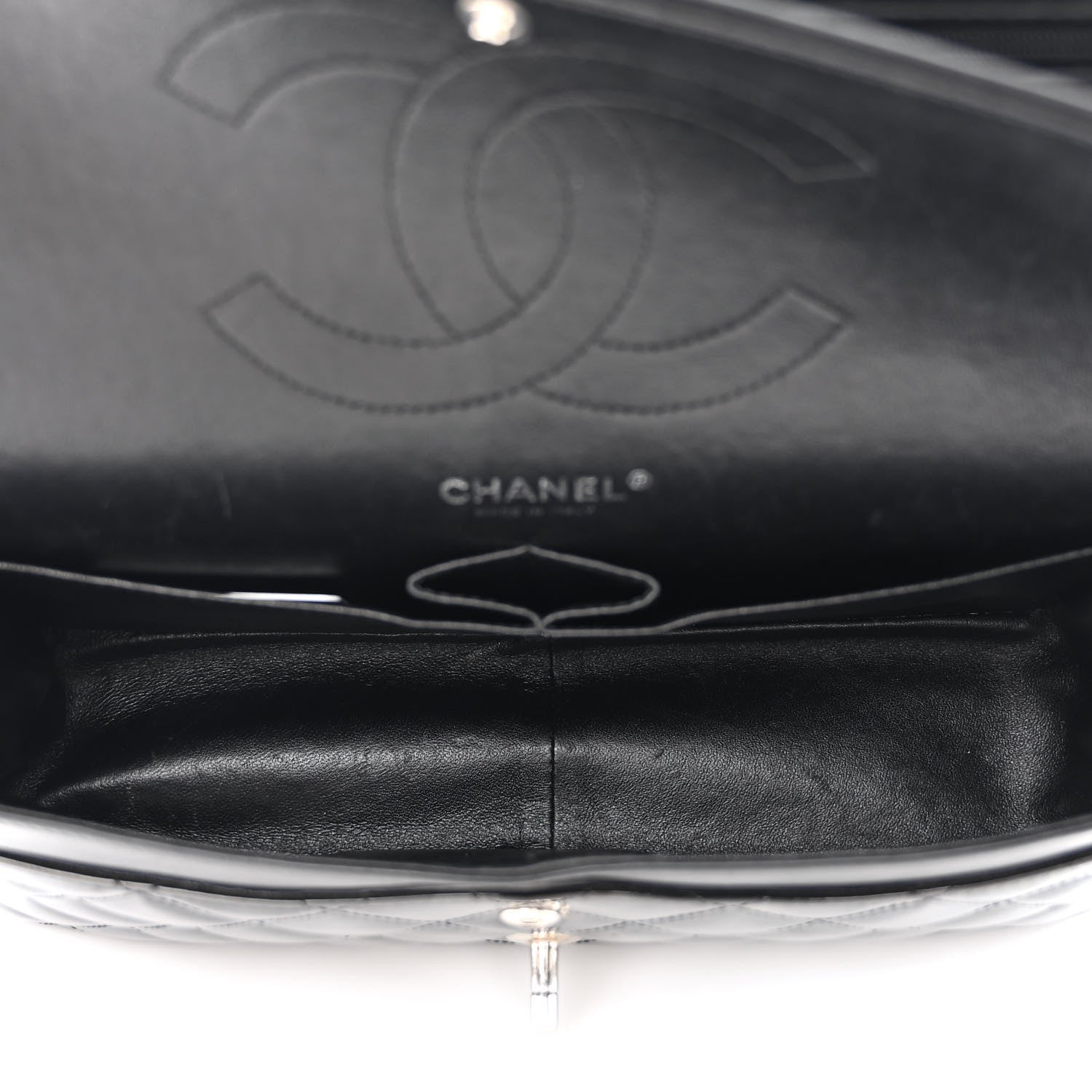 Chanel Striated Patent Quilted Jumbo Double Flap Black 5 of 17