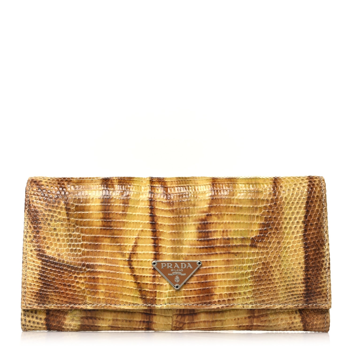 Prada Lizard Long Wallet Yellow 1 of 8