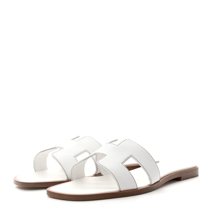 Hermes Box Calfskin Oran Sandals 39 White 3 of 8