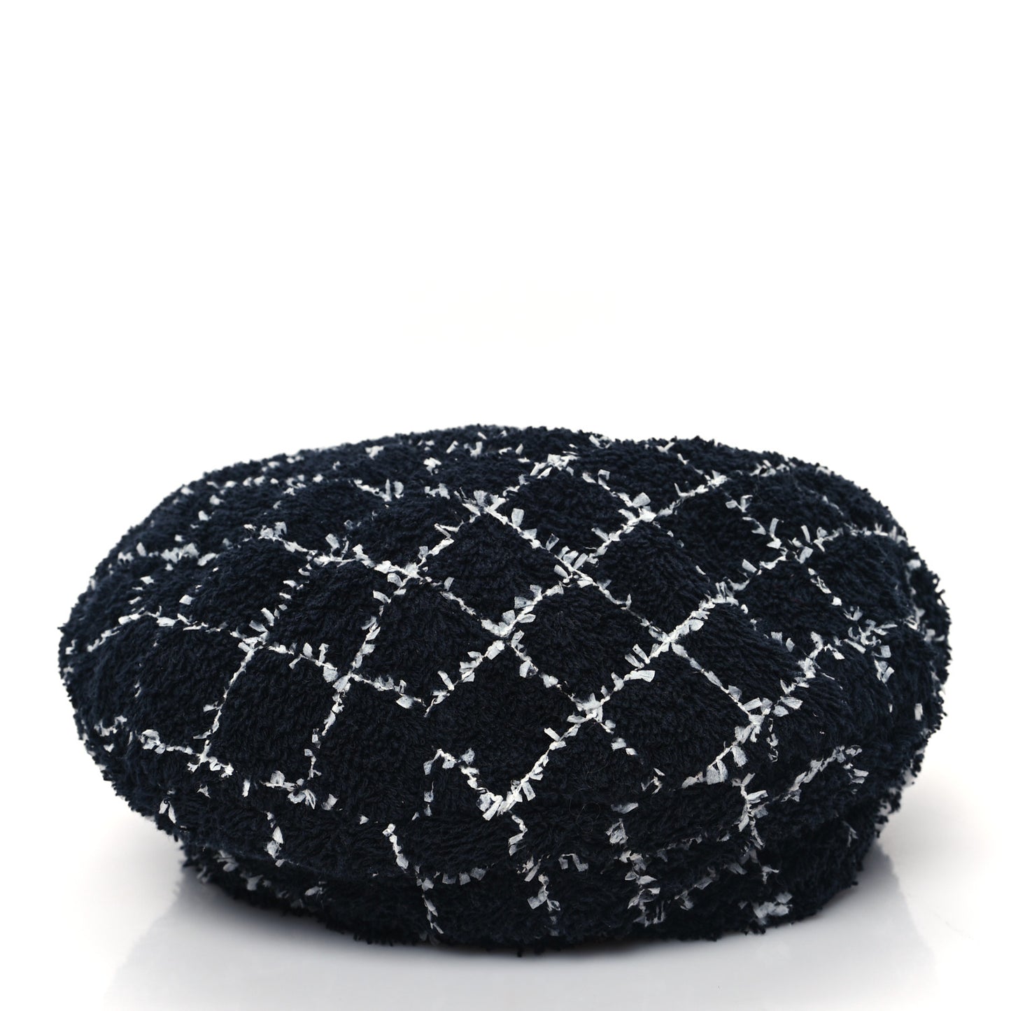 Tweed Beret Hat M Black White