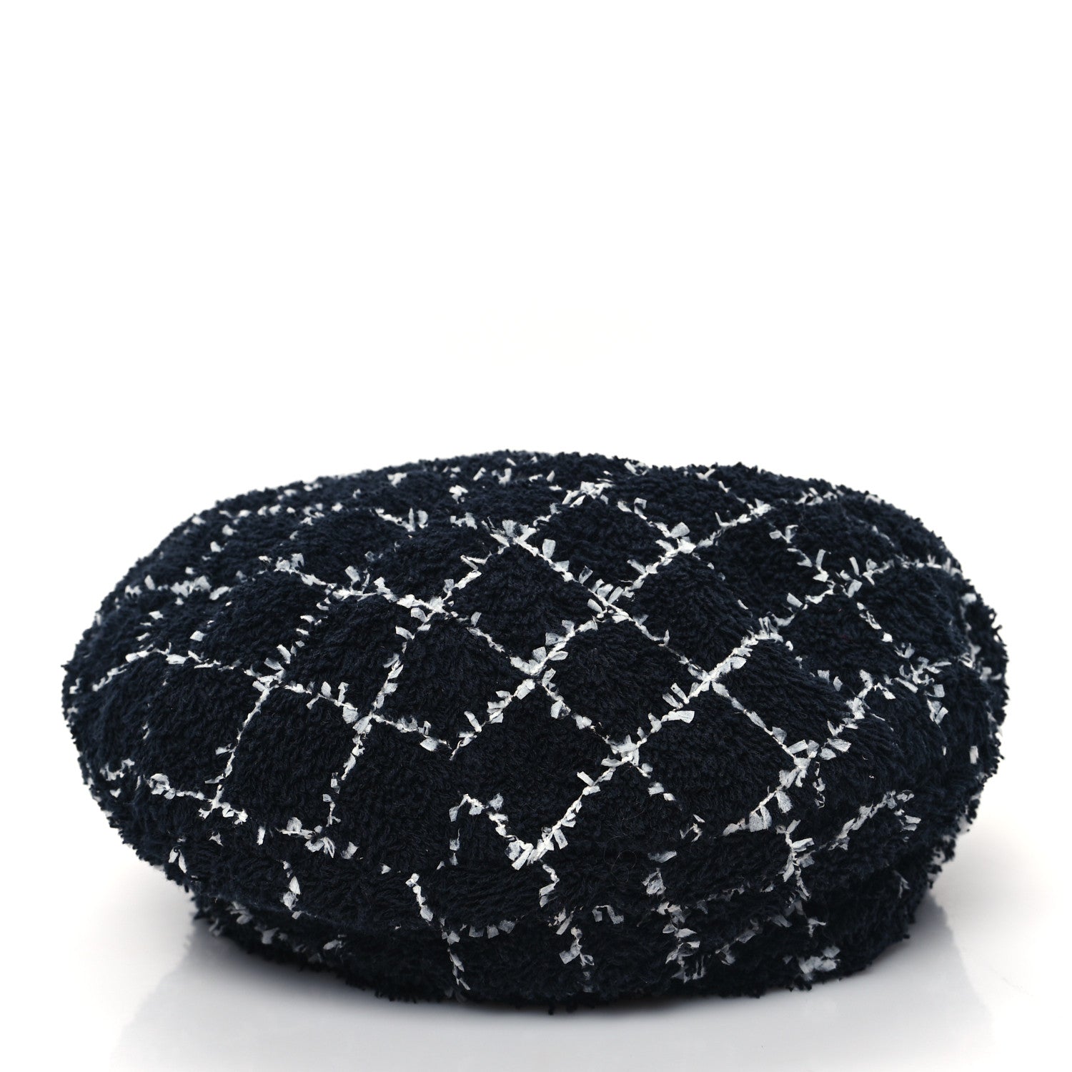 Chanel Tweed Beret Hat M Black White 4 of 8