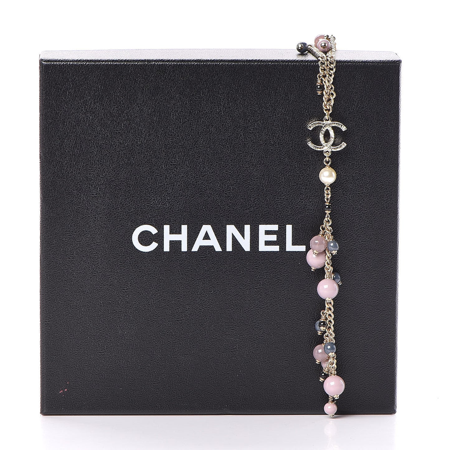Pearl Beaded CC Necklace Gold Purple