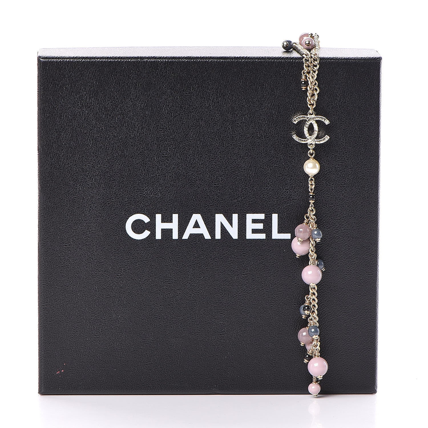 Chanel Pearl Beaded CC Necklace Gold Purple 6 of 6