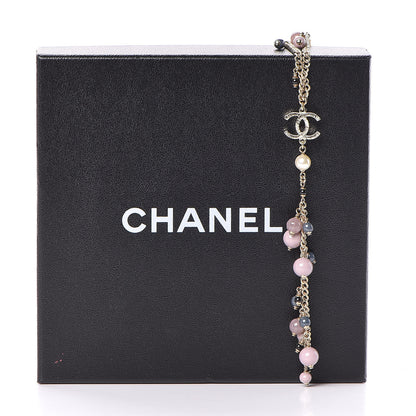 Chanel Pearl Beaded CC Necklace Gold Purple 6 of 6