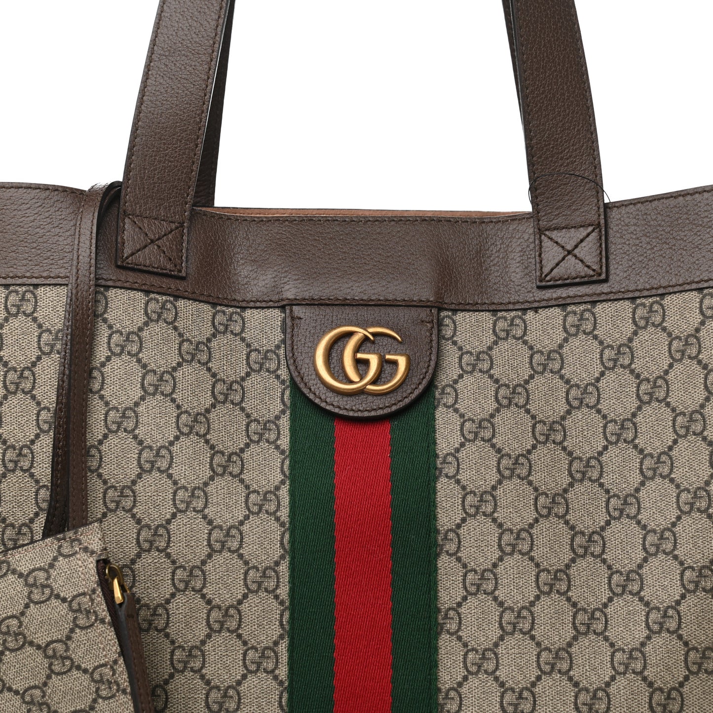 GG Supreme Monogram Web Large Ophidia Vertical Shopping Tote Brown