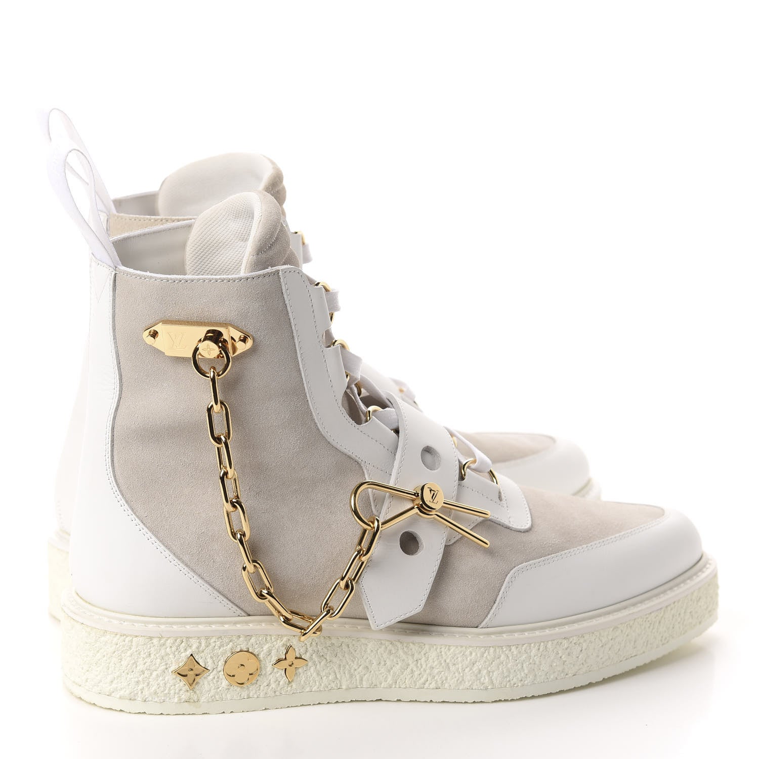 Louis Vuitton Calfskin Suede Mens Creeper Ankle Boots 7 White 4 of 10